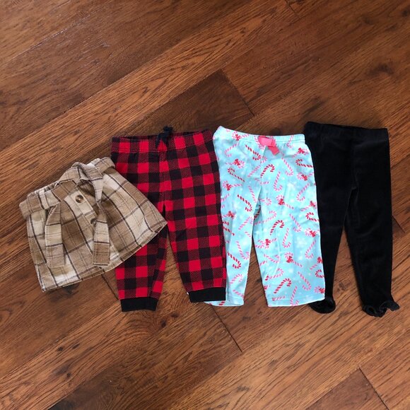 Toddler 24M - Winter Fall Pants and Skirt Bundle - Set of 4 - Plaid Velvet Candy - Picture 1 of 9